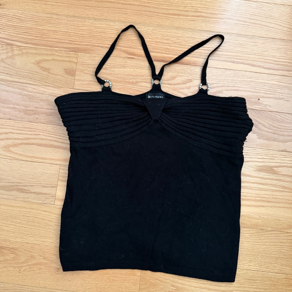 Gorgeous Black Rhinestone Detail Tank - size large - Picture 1 of 6